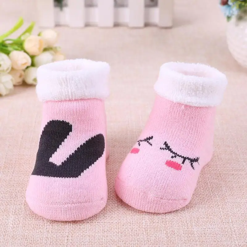 1 Pair Newborn Baby Breathable Cotton Winter Socks Girls Boys Loop Pile Cartoon Soft Warm Anti-skid Home Floor Shoes Gifts | Детская