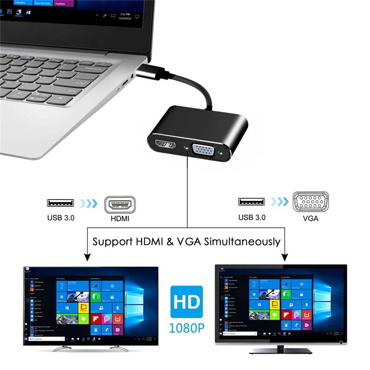 USB3.0 к совместимому с HDMI VGA адаптер 4K HD 1080P все в одном! Многофункциональная Дисплей