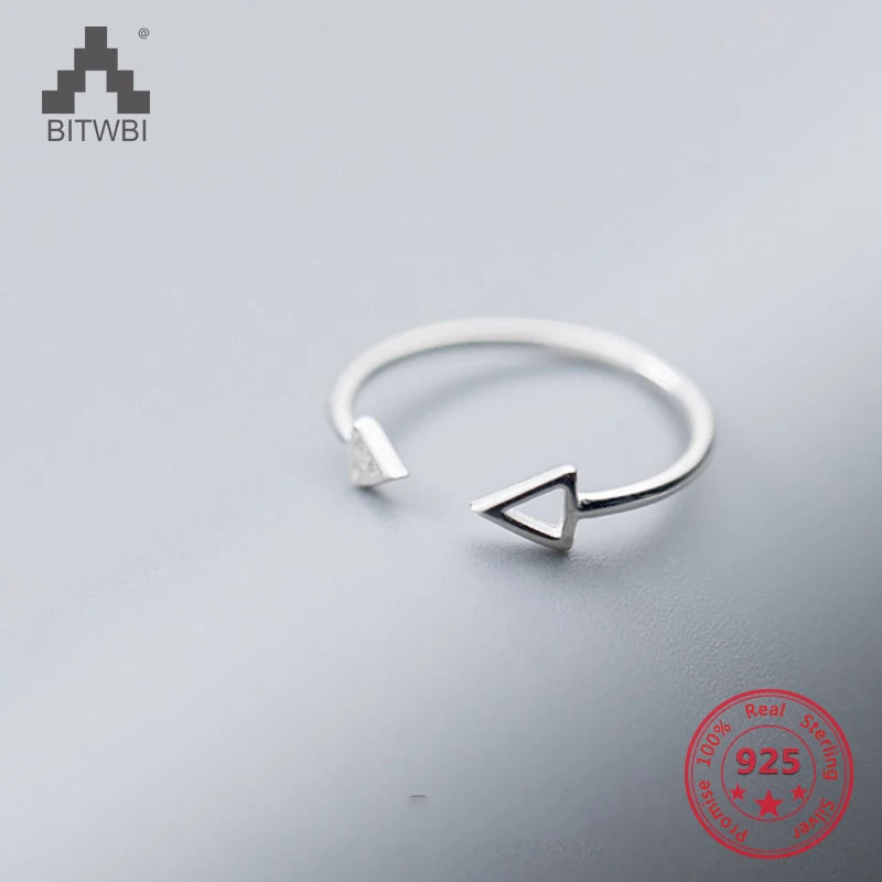 

Factory Price 100% 925 Sterling Silver Fashion Minimalism Geometric Triangle Open Flexible Ring Fine Jewelry for Female