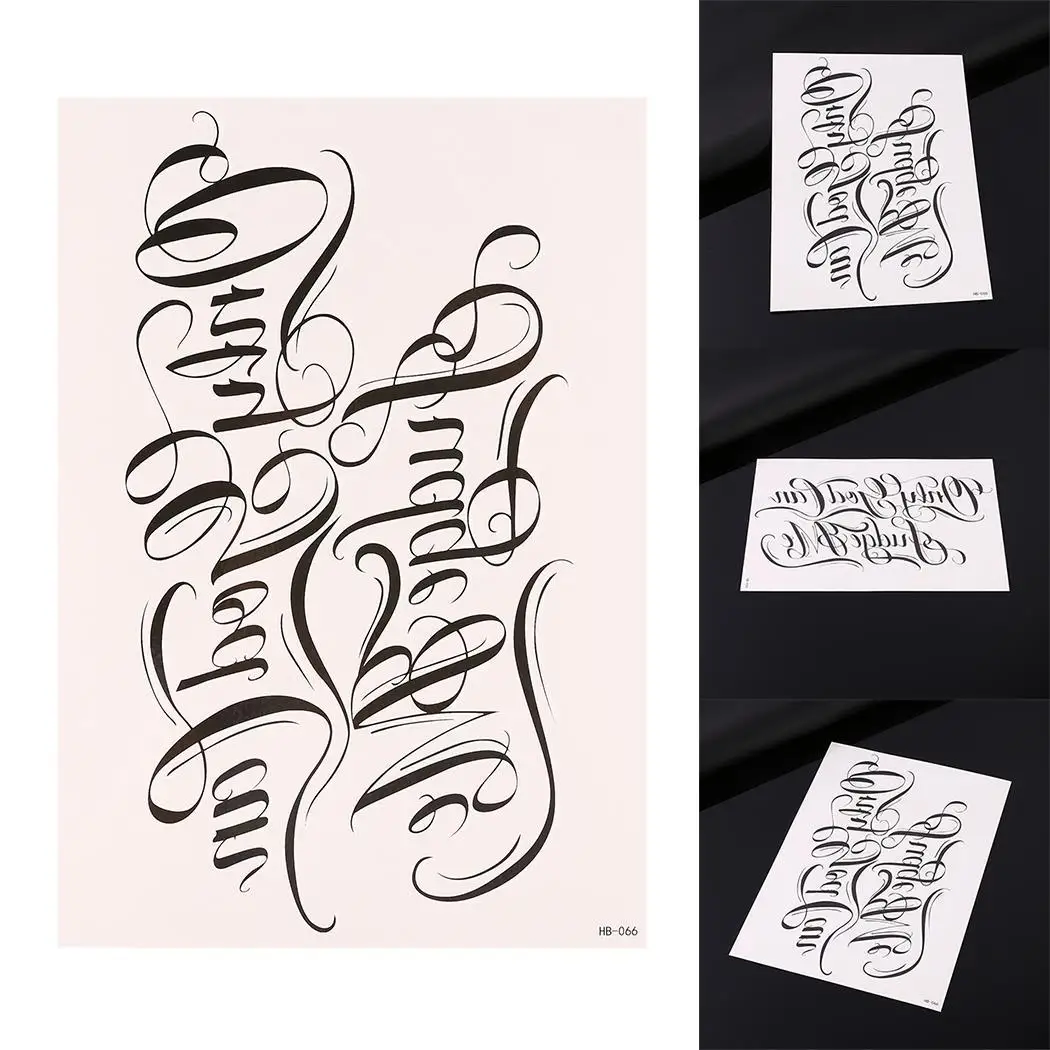 Наклейка Мода Письмо шаблон моделирование татуировки черный Водонепроницаемый