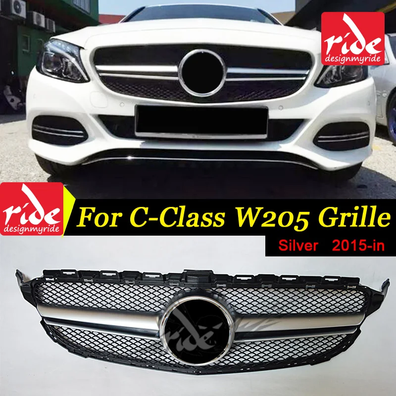 Для Benz W205 ABS Материал переднего бампера c класса C180 C200 C250 C300 без Эмблема Спорт