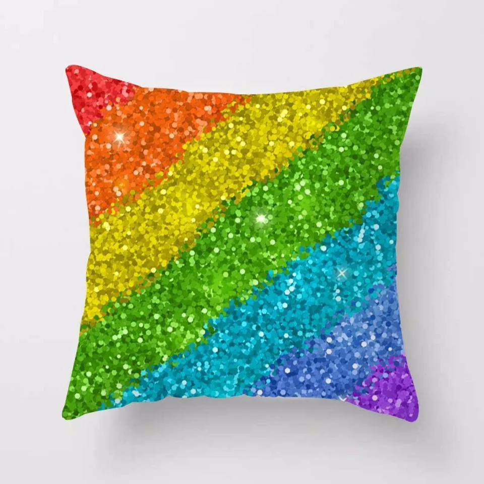 Блестящая Радужная подушечка шелковая Двусторонняя Блестки из полиэстера