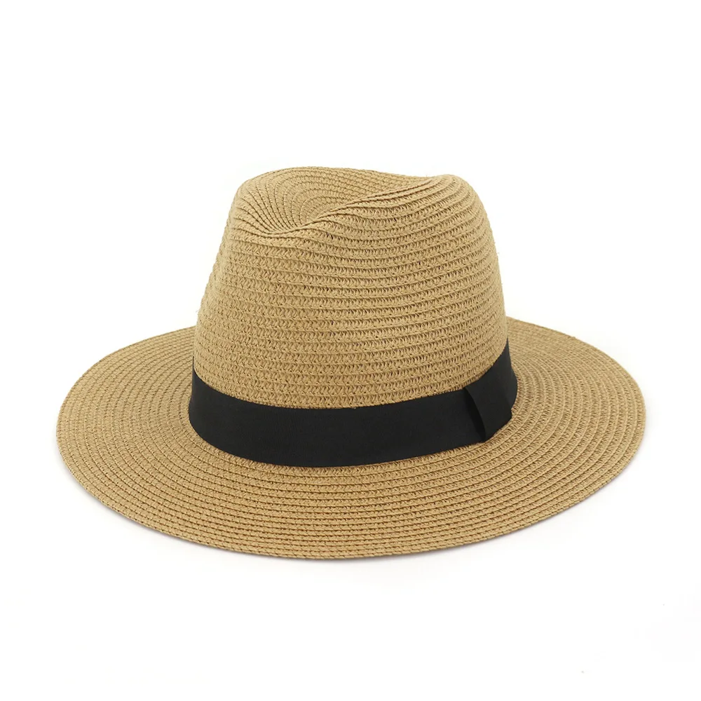 New Summer Fashion women's straw hat Large brim panama Fedora Travel Beach Hat with Satin | Аксессуары для одежды