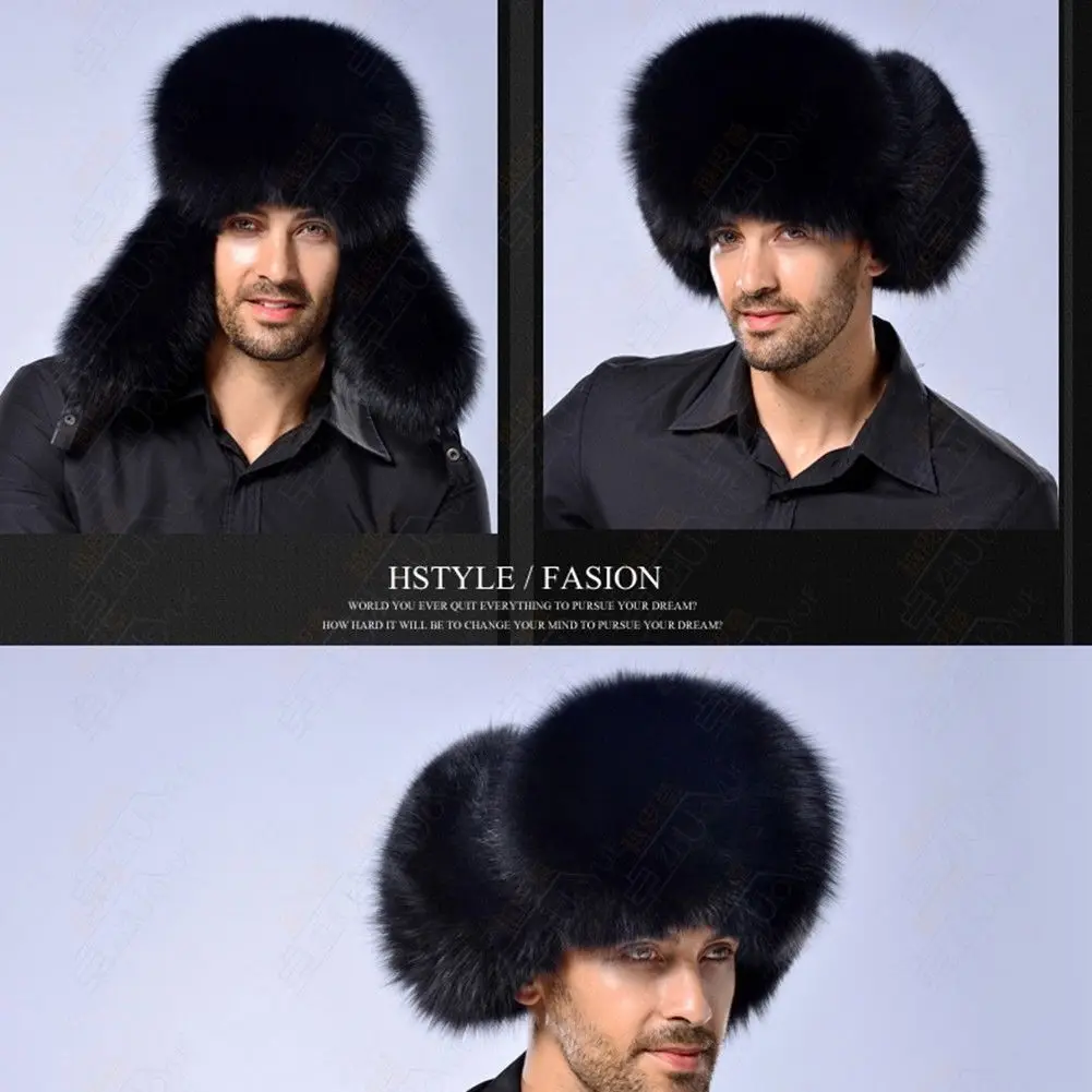 Ushanka мужские зимние теплые шапки-бомбер из натурального меха енота и ягненка