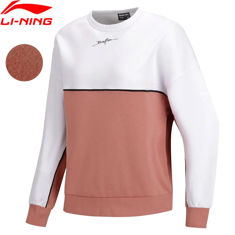 Li-Ning Women Basketball Sweater Warm Fleece Loose 66%Polyester 34%Cotton Hit-Color LiNing Sports Top Sweatshirts AWDN852 WWW996 | Спорт и