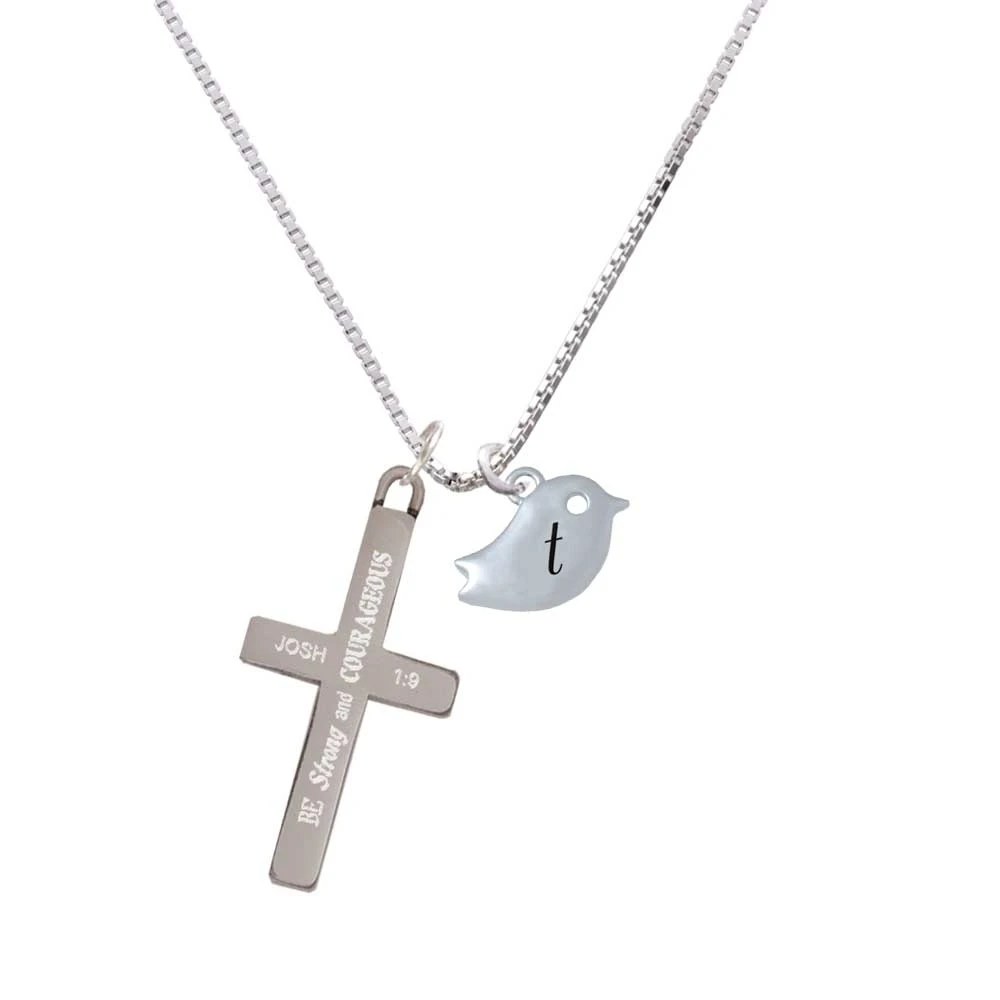 Little Bird Initial - T Strong and Courageous Cross Necklace | Украшения и аксессуары