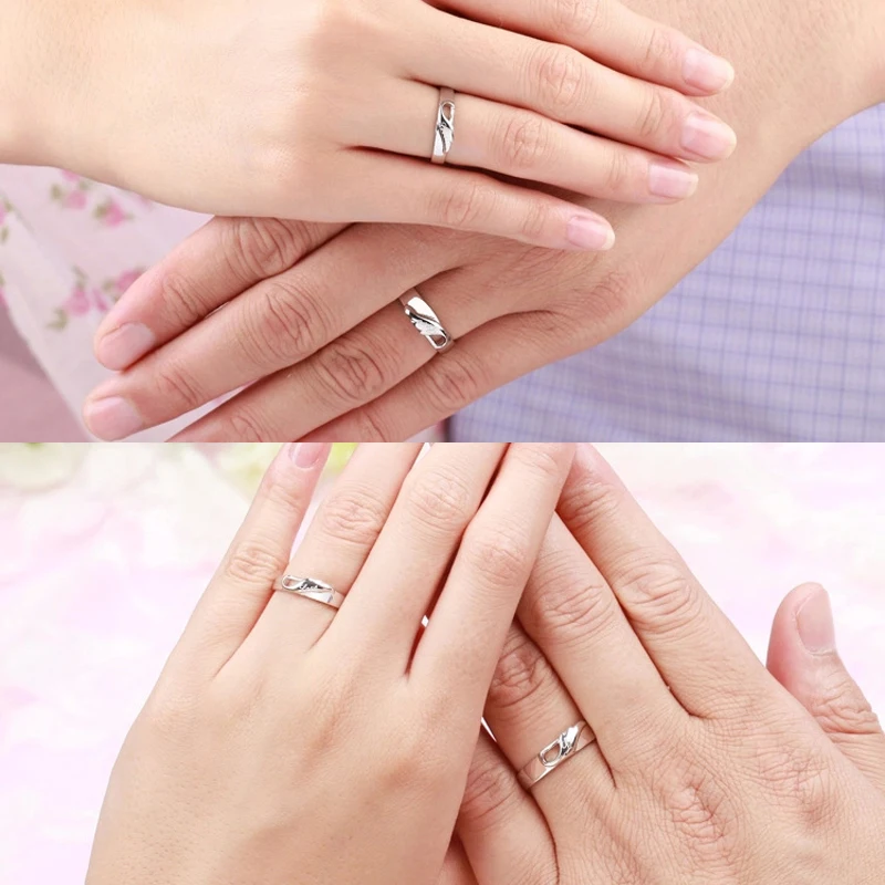Hot Sale Bride Wedding Engagement Rings Bijoux Fashion 925 Sterling Silver For Women Couple Adjustable JN0351 | Украшения и