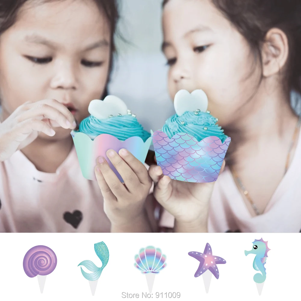 40 шт. тематические украшения русалка кайма торта Baby Shower топпер для на свадьбу