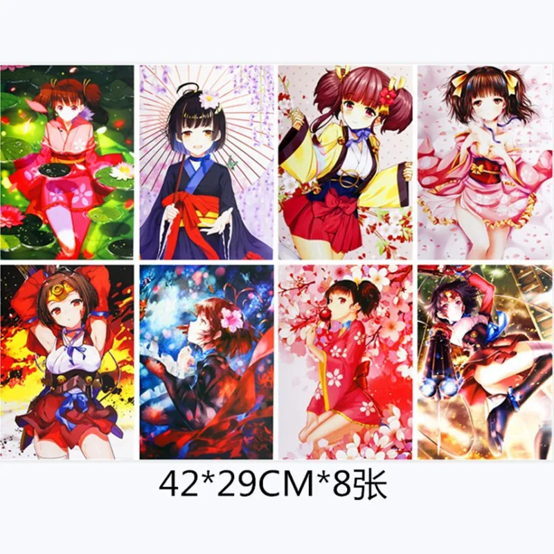 8 шт./лот аниме Koutetsujou no Kabaneri рельефные постеры игрушка мумей постер стикер для
