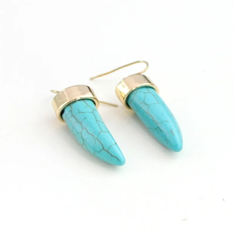 Женские серьги из натурального камня в форме рога|natural stone earrings|brincos pendientesnatural earings