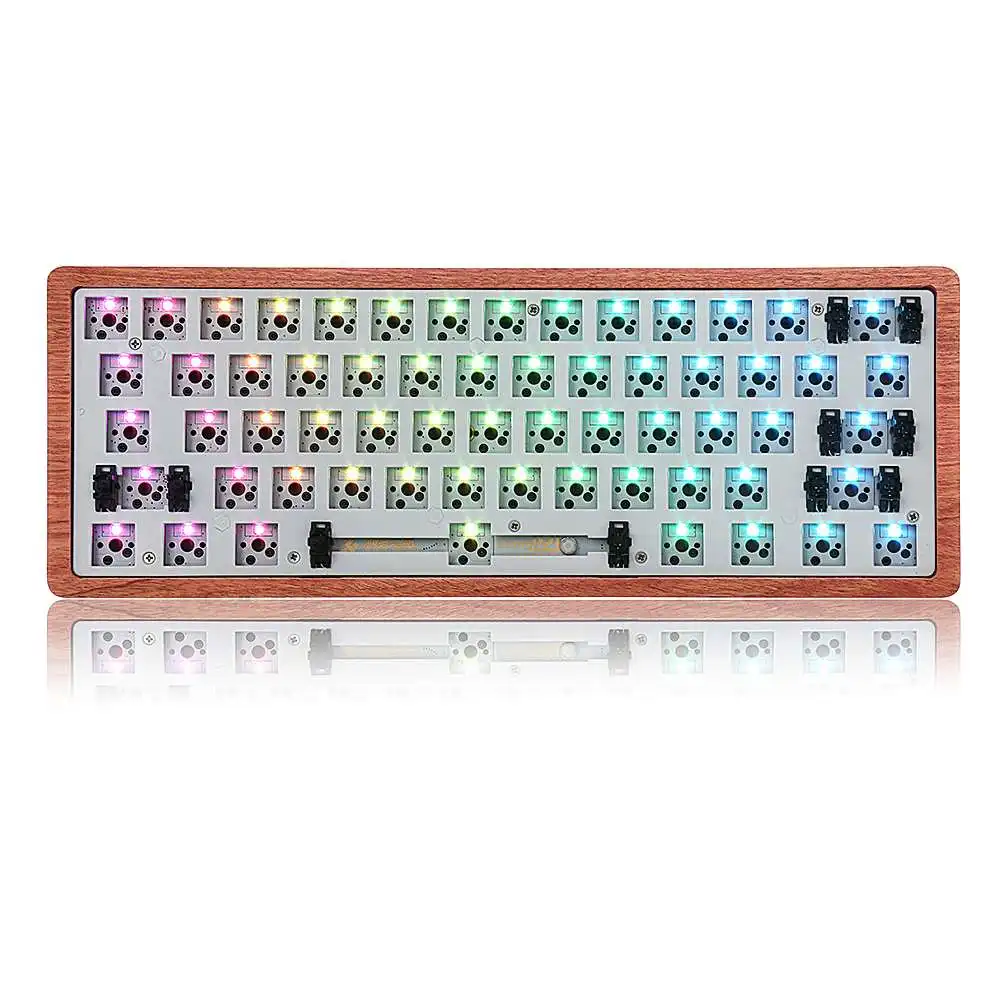 [Версия деревянного корпуса] Geek заказной GK61 Горячая Swappable 60% клавиатура RGB специальный комплект Монтаж на печатной плате пластины