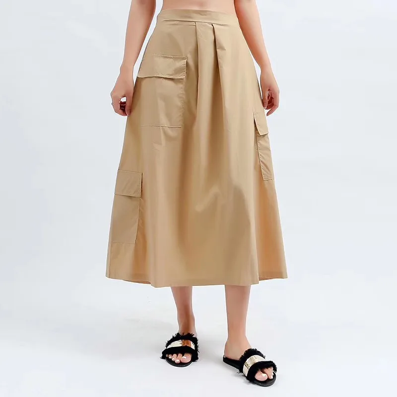 Женская юбка CHICEVER летняя эластичная с высокой талией и карманами большого