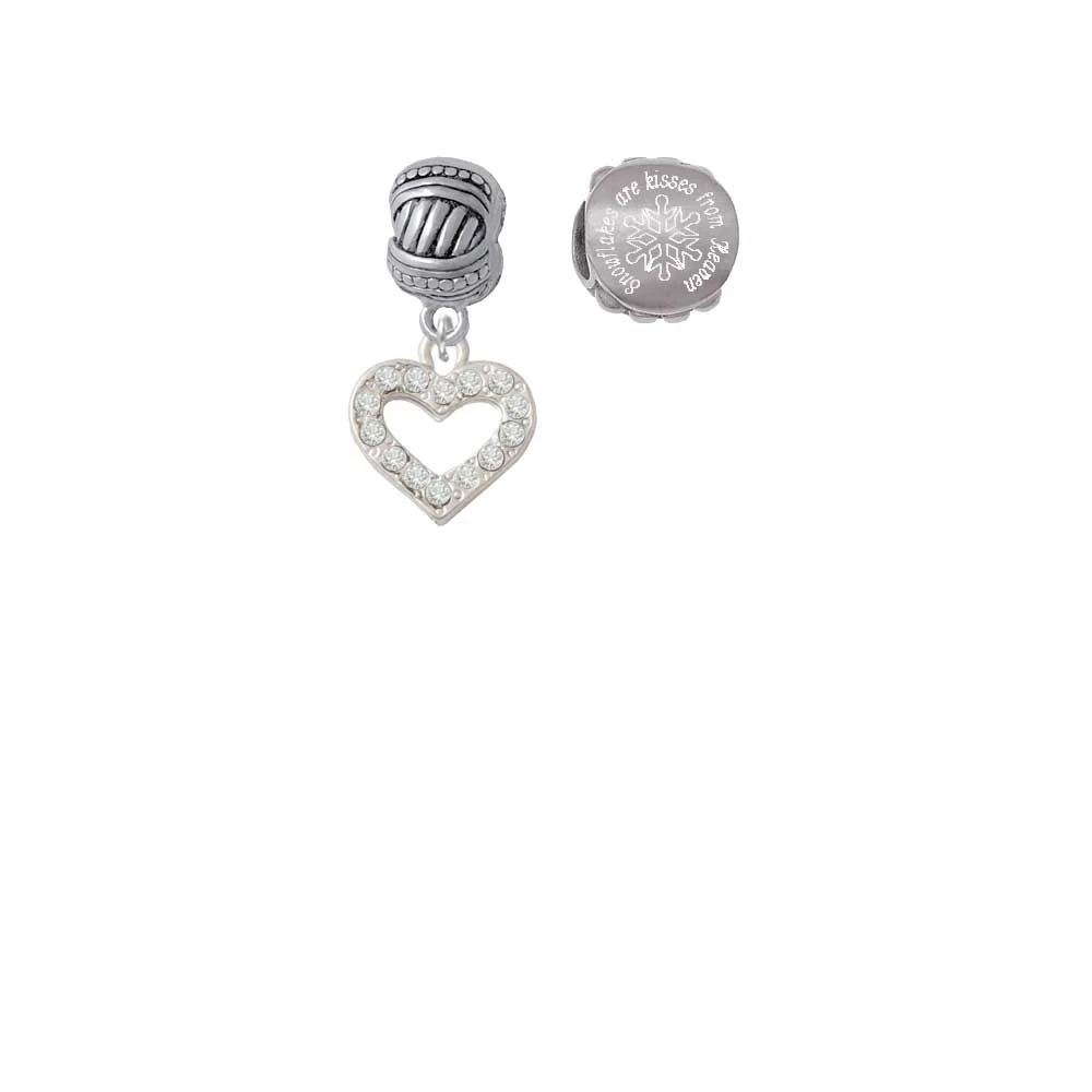 Silvertone Кристалл Открытое сердце снежинки Поцелуи с неба Шарм бисер (набор из 2)| |