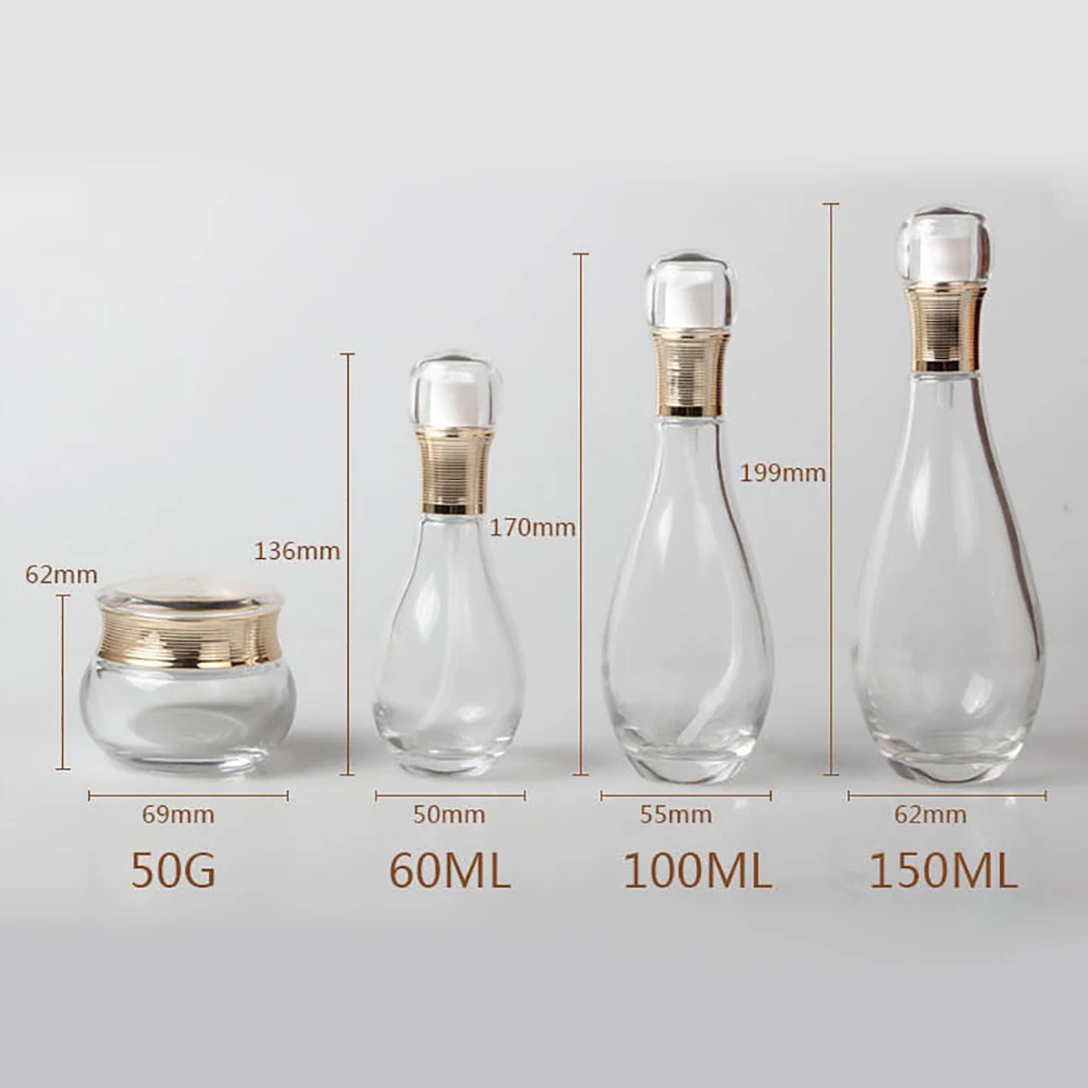 Прозрачная бутылка для основы под макияж стеклянная лосьона 150 мл с насосом