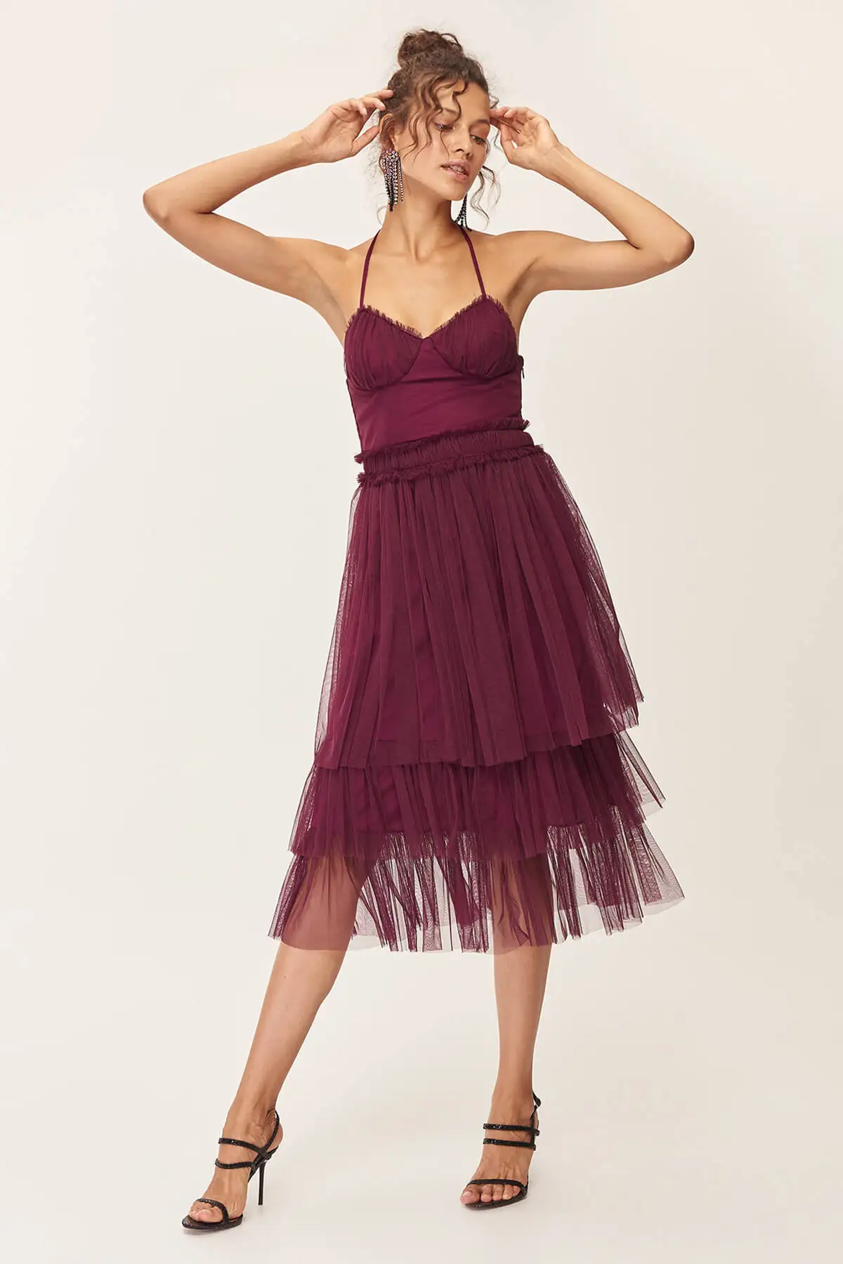 Trendyol Plum Ruffle Detail Dress TPRSS18FZ0264 | Женская одежда