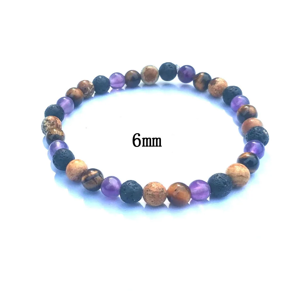 Браслет с бусинами из лавового камня 6 мм 8 | Украшения и аксессуары