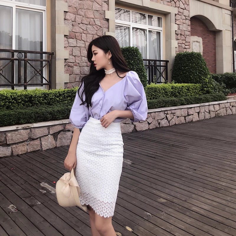 MoYan 2018 New Arrival Casual Women Hollow out Skirt Spring Summer Hot Sale Female Stylish White Above Knee | Женская одежда