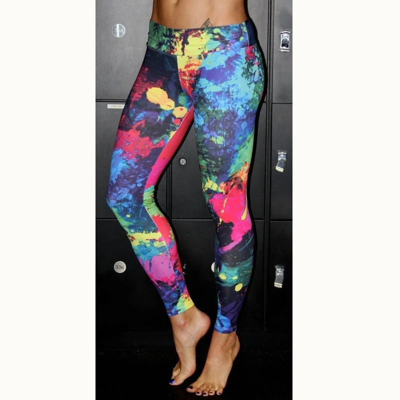 Легинсы с высокой талией для фитнеса женские облегающие легинсы 3D принтом |