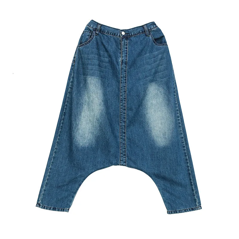 DEAT 2020 New Summer Fashion Women High Waisr Elastic Harent Denim Washed Vintage Jeans Female Loose Pants WF72905L | Женская одежда