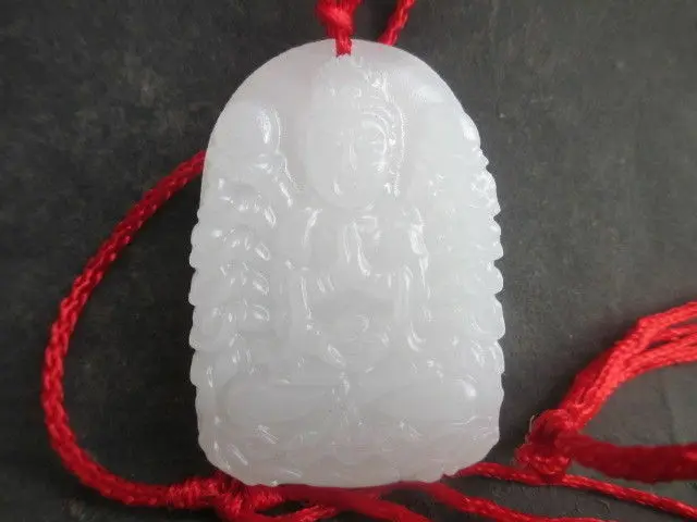 Collectable Chinese Hetian Jade White Carved Thousand-handed Guan Yin Kwan-yin Bodhisattva Exquisite Small Pendant Дом и сад