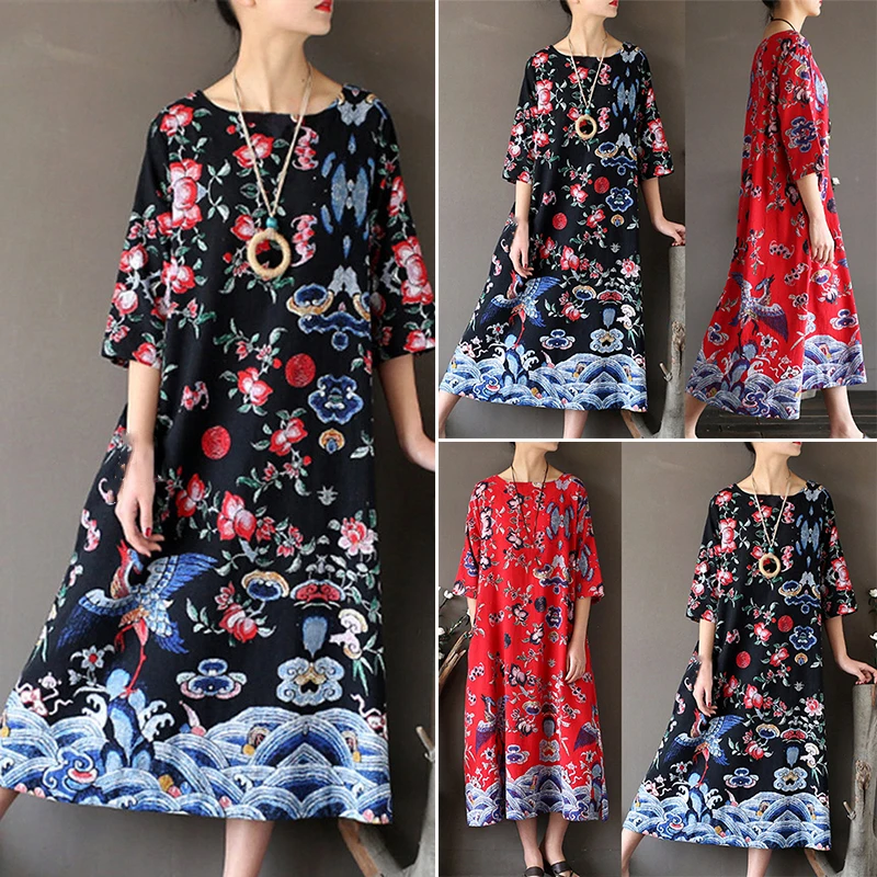 2019 повседневные женские Ретро свободные в цветах с коротким рукавом хлопковые