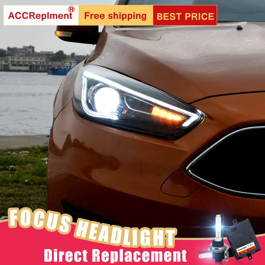 2 шт. светодиодный фары для Ford focus 2015-2018 Автомобильные ангельские глазки комплект