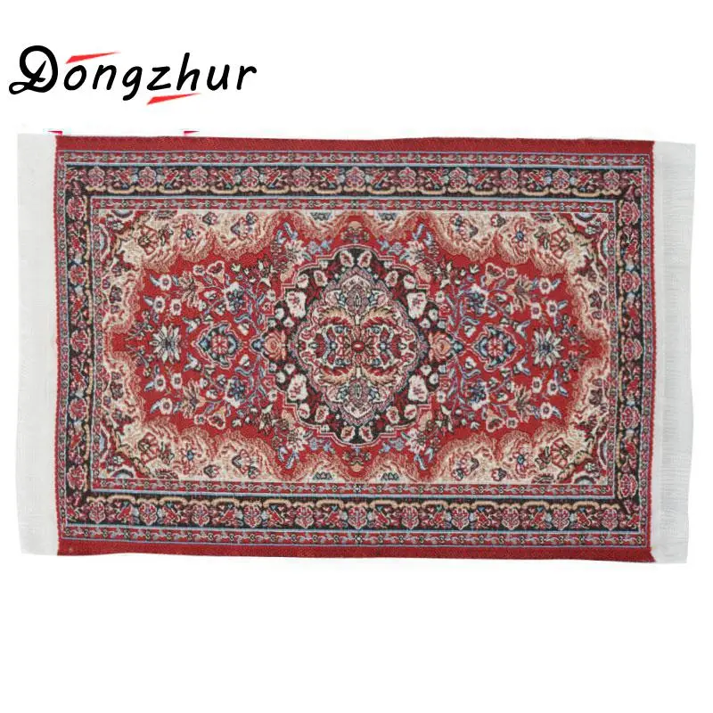 Миниатюрный ковер Dongzhur 1/12 кукольный домик маленькие бежевые красные ковры в