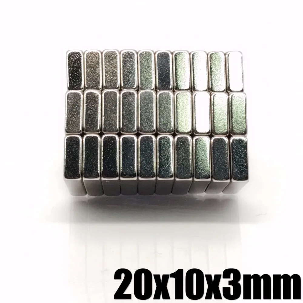 500 шт 20 мм x 10 3 редкоземельный N35 Сильный магнит 20*10*3 Модель ремесло холодильник