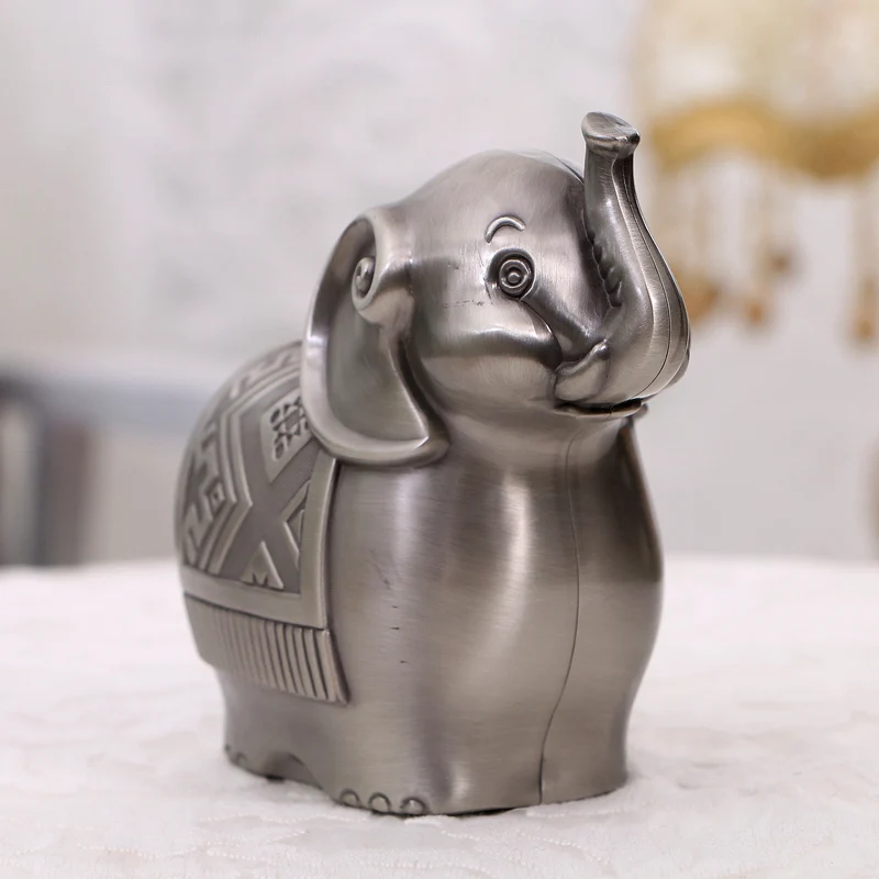Elephant Savings Box Animal Piggy Bank Zinc Alloy Home Decoration Figurine Children Gifts ElimElim | Дом и сад