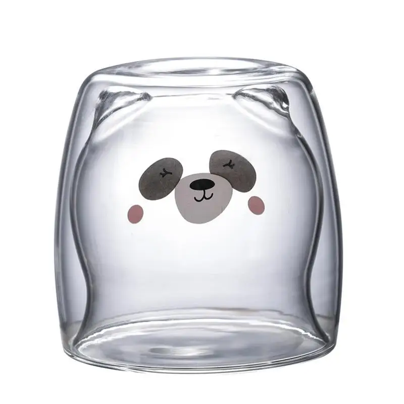 3D 2-tier Lovely Panda Bear Innovative Beer Glasses Heat-resistant Double Wall Coffee Cup Morning Milk Glass Juice | Дом и сад