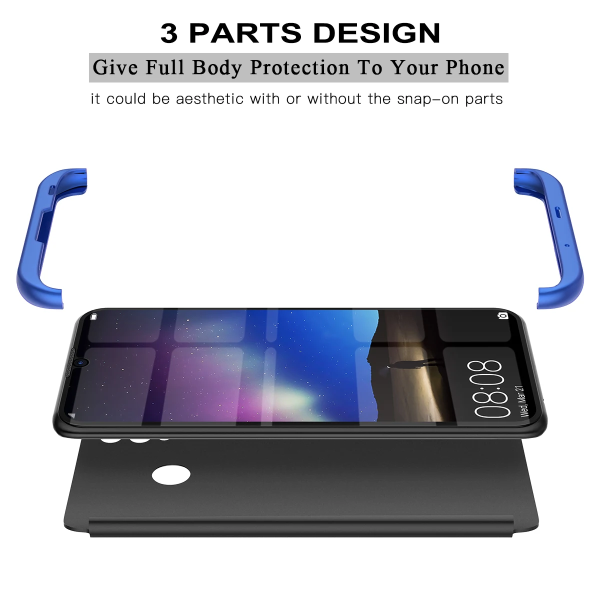 Luxury Case For Huawei Honor 8C Play 8A 10 Lite Cover 3 in 1 Hard PC Shockproof Full Protective Mate 30 |