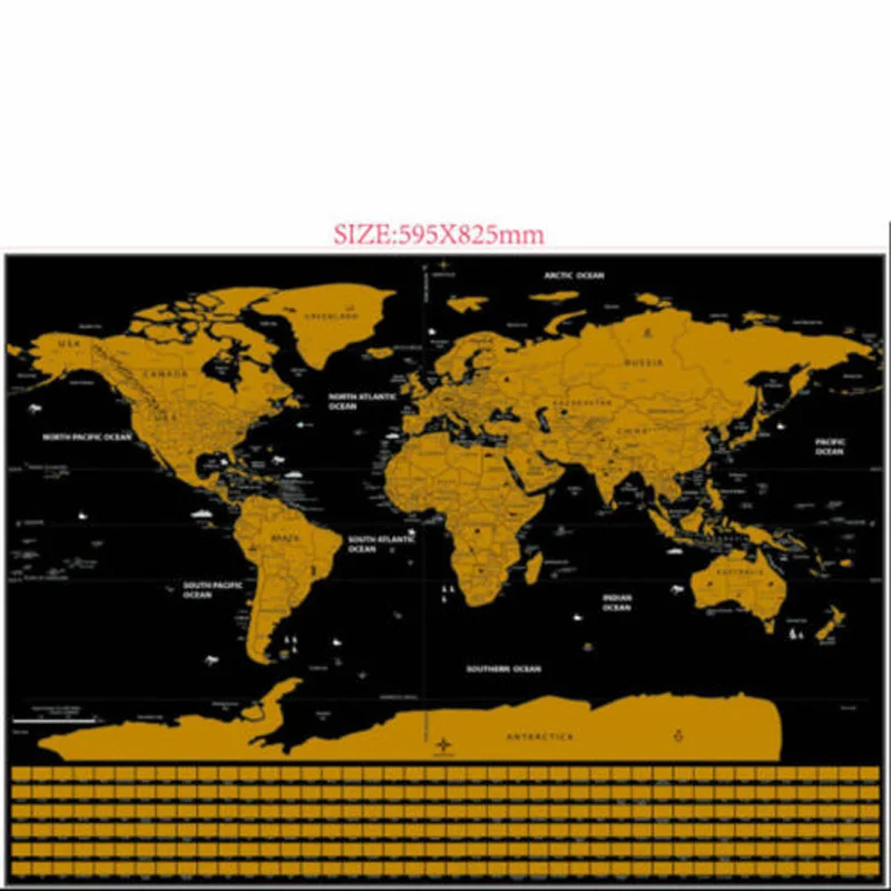 Новый стиль 59*82 см большая карта мира с царапинами постер персонализированная