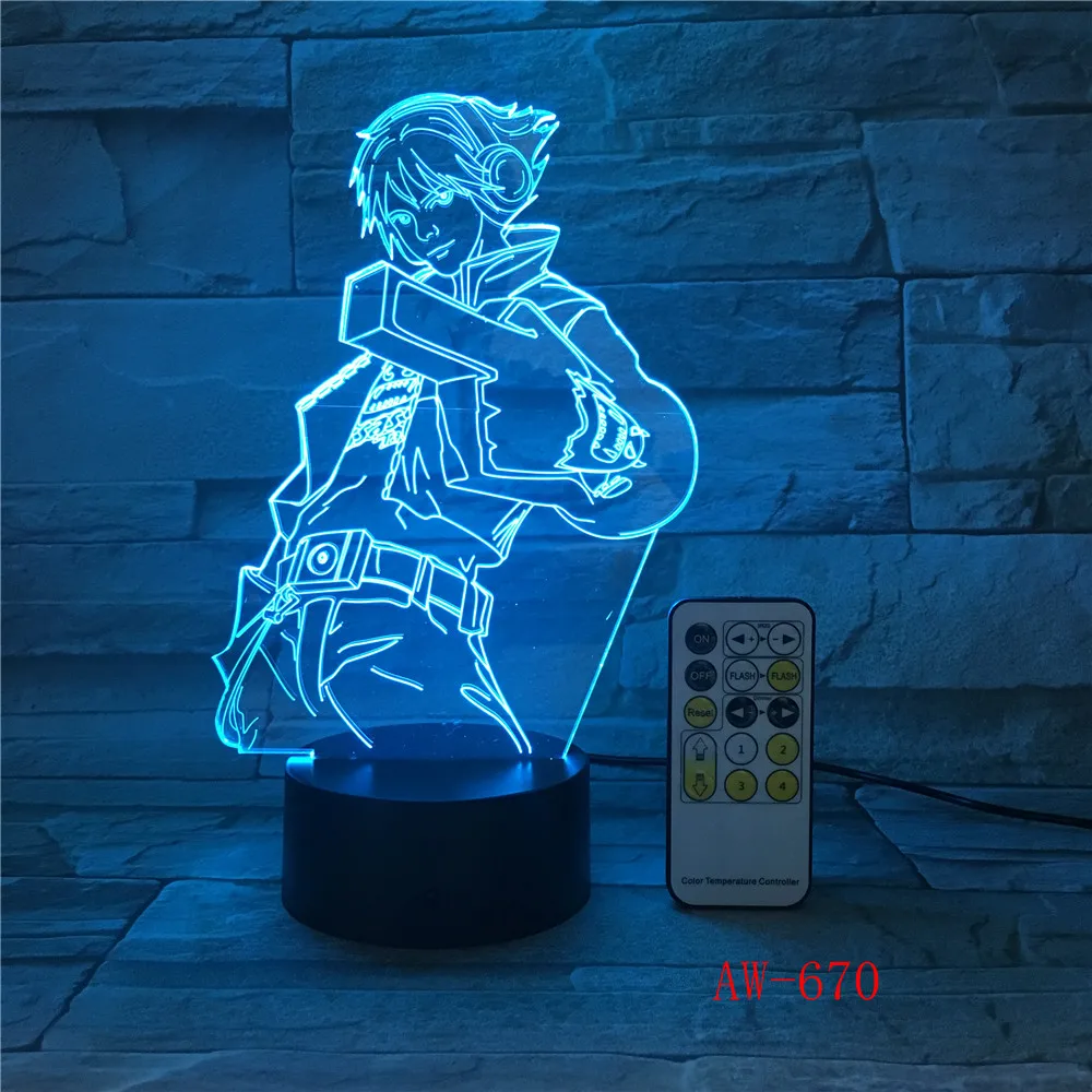LOL Character House Decor Ezreal 3D Glow disco lampada da tavolo Lampara 7 cambia colore luce notturna bambino camera da letto per bambini regalo