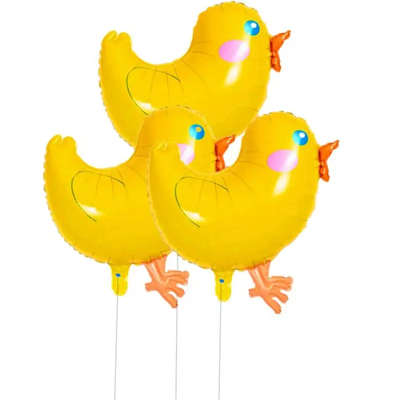 

3Pcs Air Aluminum Foil Balloons Lovely Big Yellow Chickens Pattern Mylar Helium Cartoon Airballoons Balloons for Birthday Decors