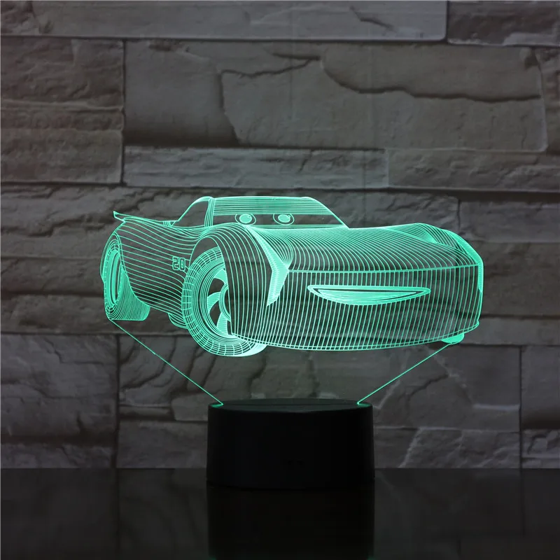 McQueen Route 66 ваш гоночный автомобиль 3D молния 7 цветов Лампа визуальные светодиодные
