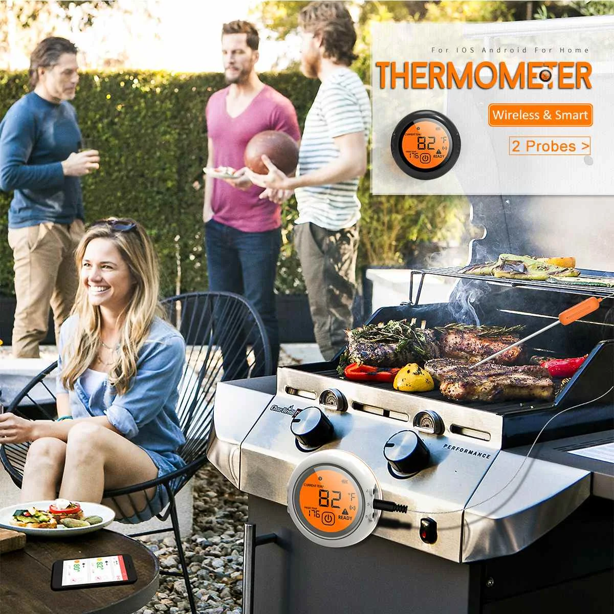 

Digital Wireless BBQ Thermometer With 2 or 6 Probes bluetooth Control Food Cooking Timer Oven Meat Grill Thermometer Kitchen