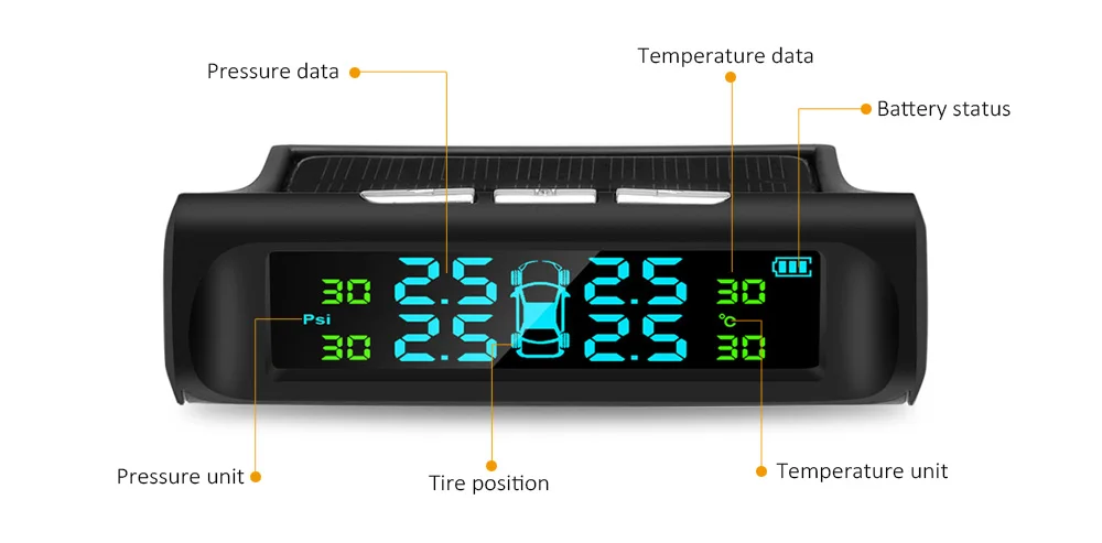 C240 TPMS Solar Power Car Tyre Pressure Monitoring System With 4 External Sensor | Автомобили и мотоциклы