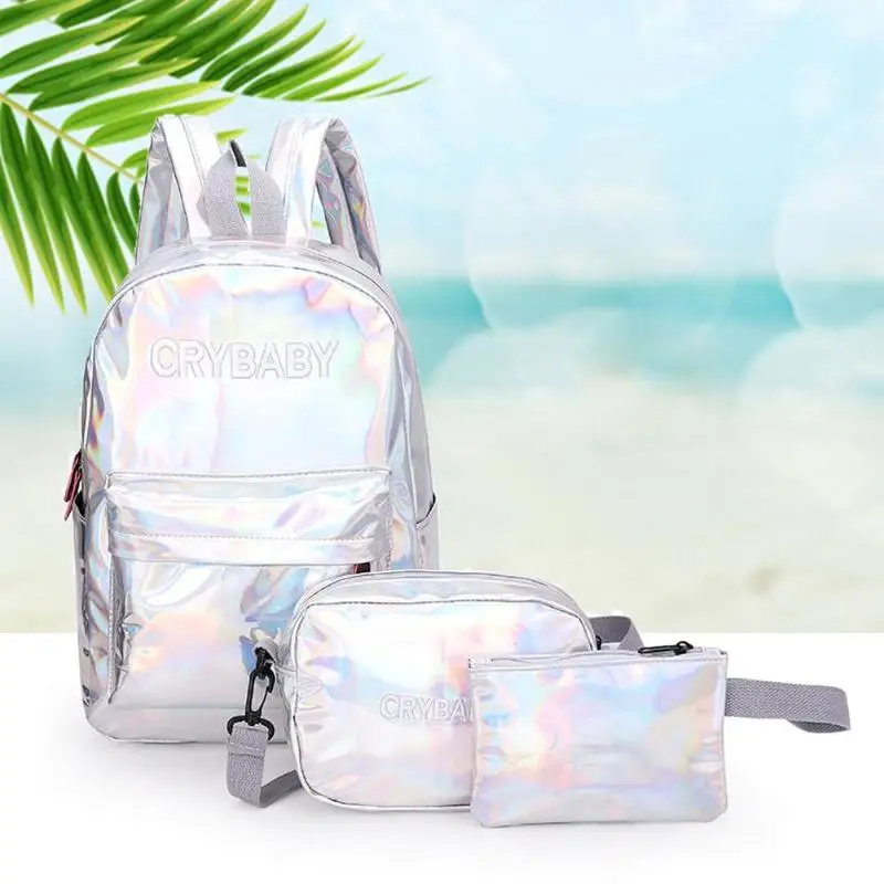 3 шт./компл. письма печатаются Рюкзак Комплект унисекс уличный стиль Голограмма