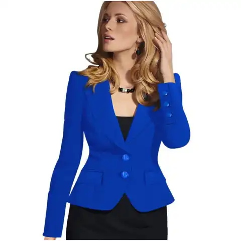 Пиджак PEONFLY женский однотонный, приталенный модный офисный однобортный пиджак с длинным рукавом, винтажный свободный пиджак, топы, XXXL