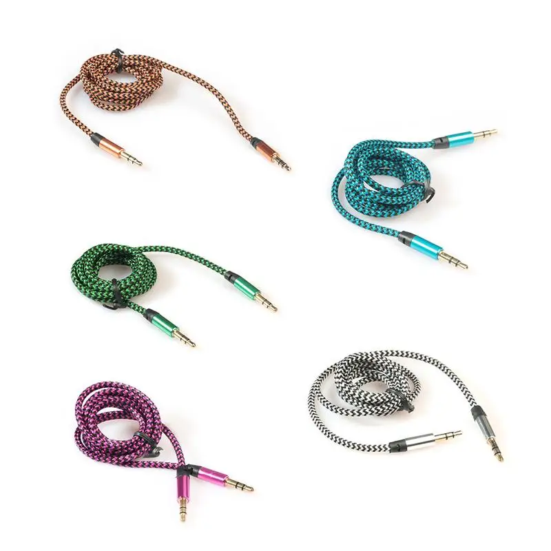 

3.5mm Stereo Colorful Braided Cable Car Speaker Player Stereo Auxiliary Audio Cable Universal Durable Male To Male Date Cable