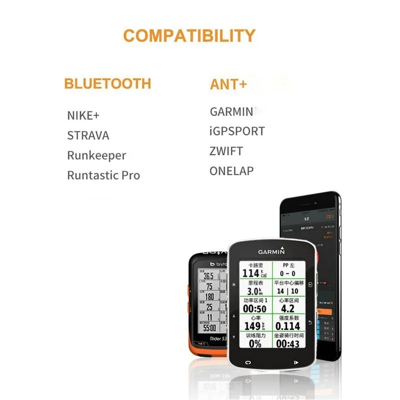 MHR10 Heart Rate Sensor Compatible Bluetooth4.0 ANT+ Bicycle Computer MOVER With Chest Strap | Спорт и развлечения