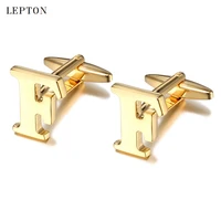 hot sale letters f cufflinks for mens lepton high quality gold silver color metal wedding men shirt cuff links gemelos