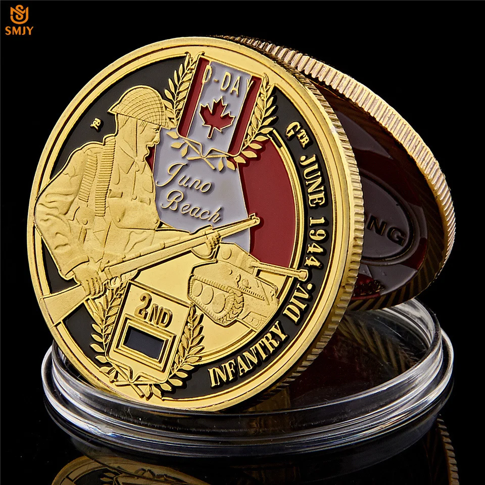 

WW II D-Day Normandy Juno Beach Military Canadian The 3rd Infantry Division Gold Memorial Challenge Coin Collectibles