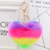 2018 jingyang red love form lovely buckle heart lint pendant gift hanging drop key ring keychain pompom hot sale keychain