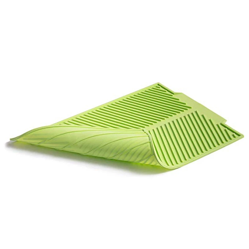 Silicone Dish Drying Mat Flume Folding Draining Rectangle Drain Dishes Pad Heat Resistant Non-Slip Tray Green | Дом и сад
