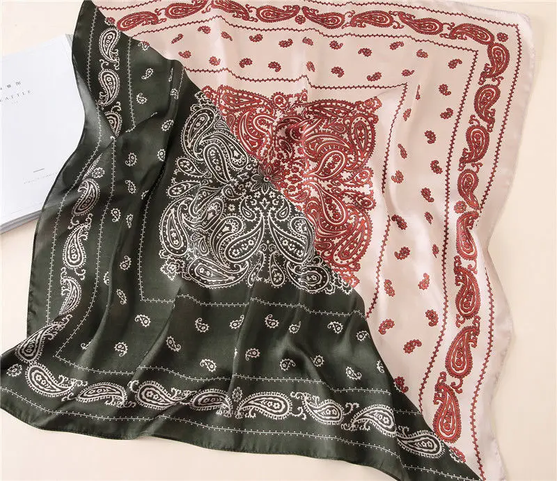 

Women Small Elegant Square Imitate Silk Satin Scarf Vintage Head-Neck Hair Tie Band
