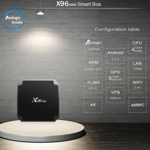 Смарт ТВ коробка X96 мини X96-W S905W Мини Android 7 1 4K Гб + 8 ГБ/2 ГБ 16 четырехъядерный WiFi IPTV