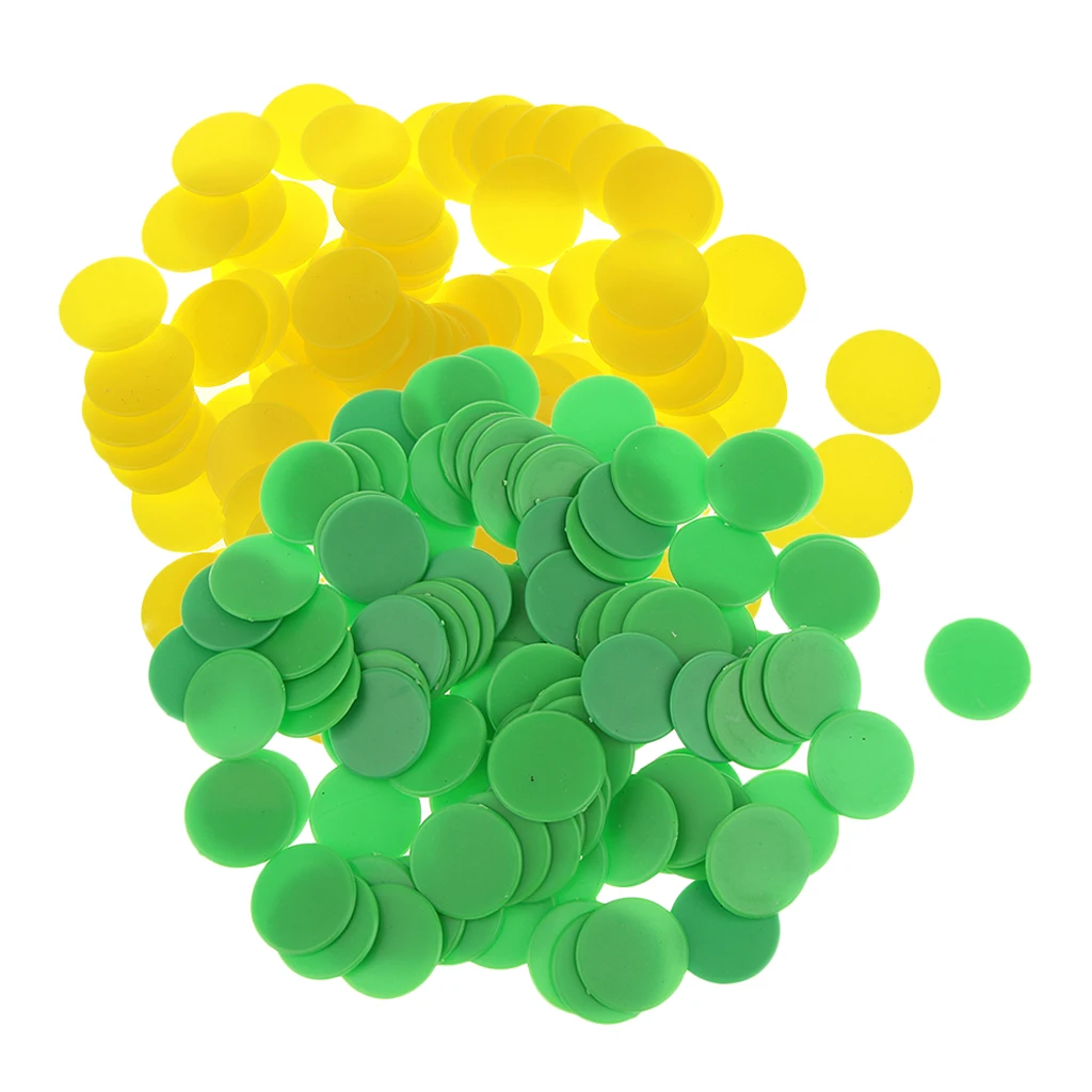 

200PCS 18mm Plastic Counters Board Game Tiddly winks Teaching Aid Yellow Green