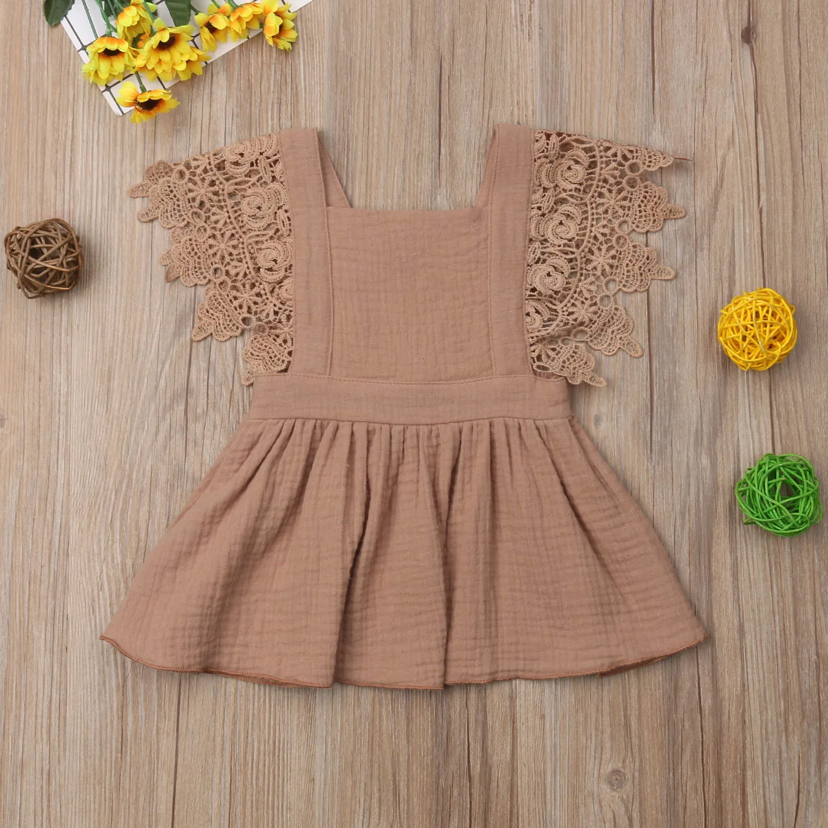 2019 Brand New 0-3T Newborn Toddler Kids Baby Girl Summer Dress Lace Petal Sleeveless Backless Belt Sundress Cotton Solid | Детская