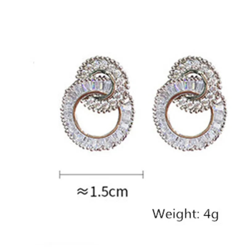 FYUAN блестящие циркониевые серьги-гвоздики для женщин 2019 Bijoux (украшения своими